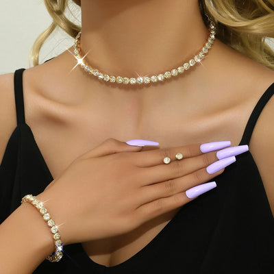 4 pieces of women's fashionable and minimalist necklaces with earrings, bracelets, jewelry sets, banquet and party accessories