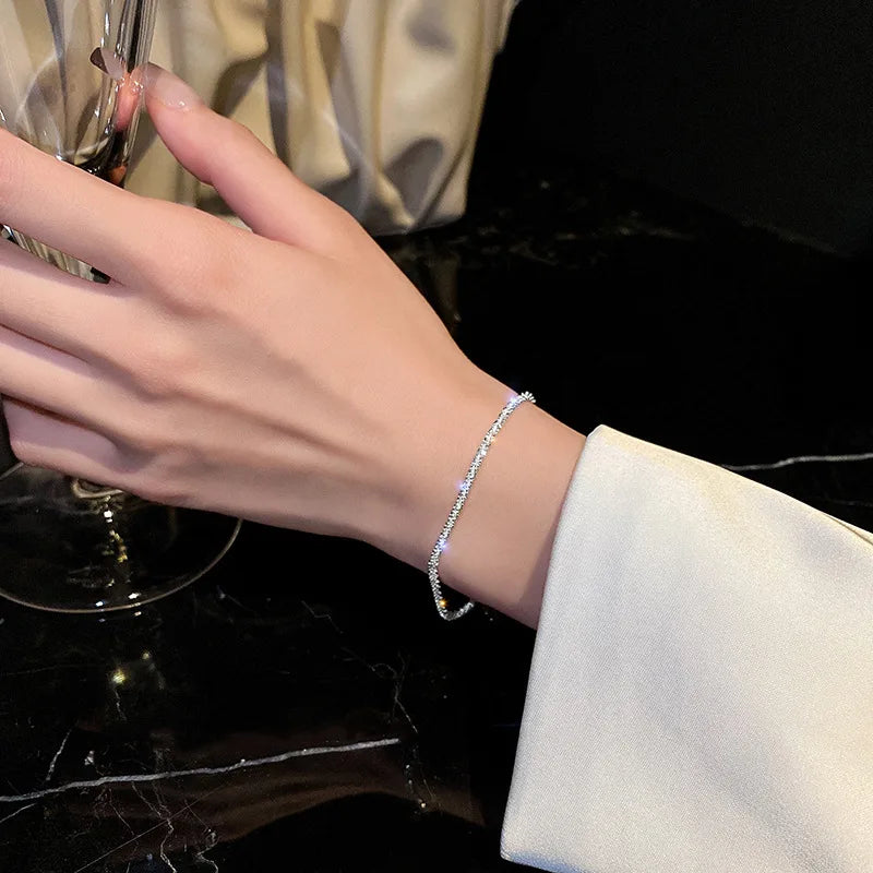 Sparkling Anklet 2022 Summer Temperament Light Luxury Niche Design Sparkle Starry Beach Anklet Bracelet Necklace Jewelry Gift