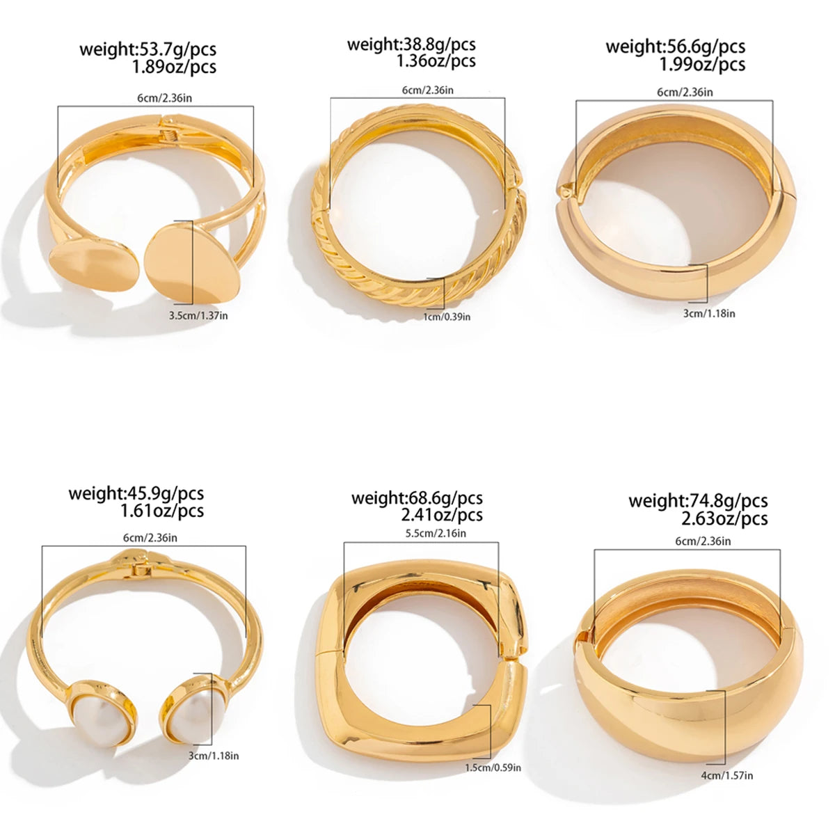 Salircon Exaggerated Punk Smooth Heavy Metal Bangle Bracelet for Women Trend Geometric Open Spring Bangle Party Jewelry Gift