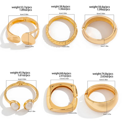 Salircon Exaggerated Punk Smooth Heavy Metal Bangle Bracelet for Women Trend Geometric Open Spring Bangle Party Jewelry Gift