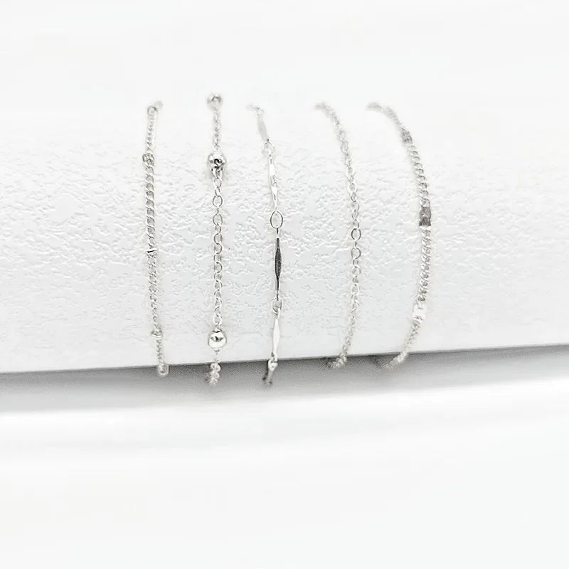 Shiny Anklets With Layers Leaves And Beaded Cuban Chains. A Set Of Summer Beach Anklets For Women Girls  Ankle Jewelry,