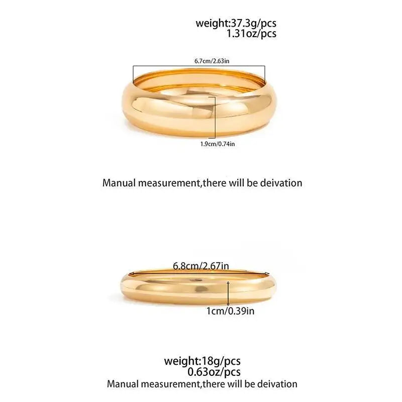 PuRui 3 Styles Retro Punk Gold Color Stack Metal Bangles Bracelets for Women Trend Simple Femme Charm Jewelry Accessories Gifts