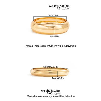 PuRui 3 Styles Retro Punk Gold Color Stack Metal Bangles Bracelets for Women Trend Simple Femme Charm Jewelry Accessories Gifts