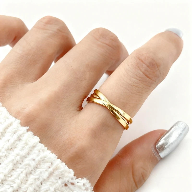 Stylish Interlocking Rings for Women Elegant Stackable Three-layers Fingers Jewelry Cool Stuff 2026 New Year Gift for Girlfriend
