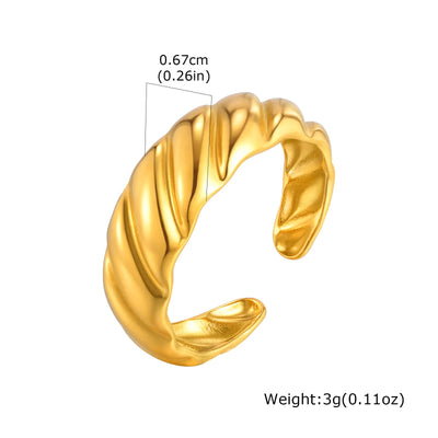 Women's Ring, 18k Gold Plated Stylish Open Ring Adjustable, stainless Steel Anti Allergenic Waterproof Jewelry