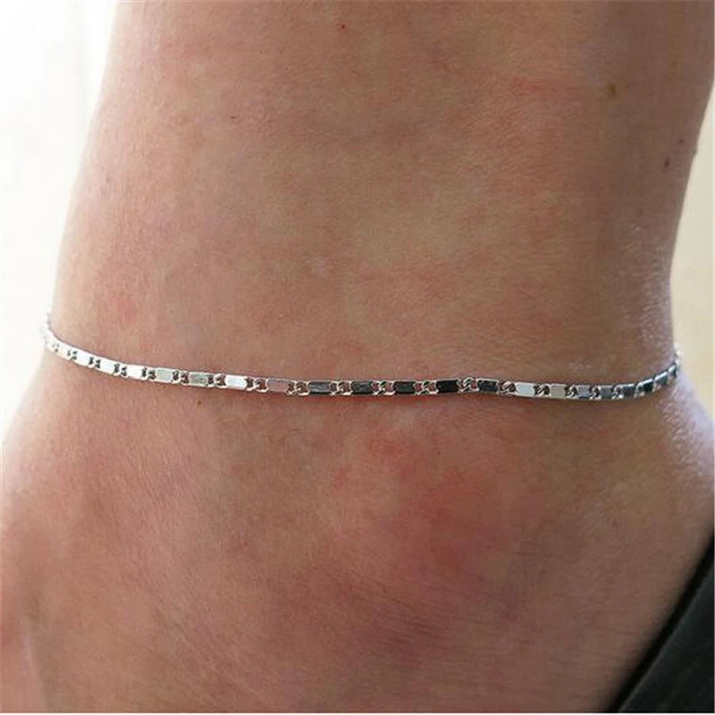 Simple Anklet Silver Color Double Layers Ball Pendant Anklet Summer Beach Bracelets Frosted Beads Anklets Bracelet Women Jewelry