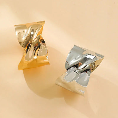 New Geometric Metal Wide Cuff Open Bangle Jewelry Accessories Fashion Personalized Design Metal Glossy Bracelets for Women