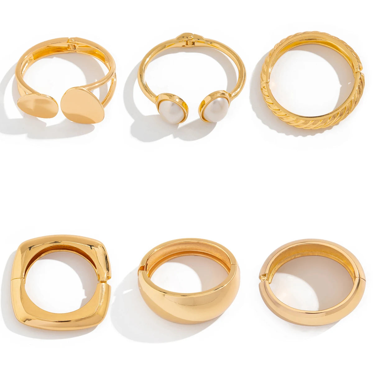 Salircon Exaggerated Punk Smooth Heavy Metal Bangle Bracelet for Women Trend Geometric Open Spring Bangle Party Jewelry Gift