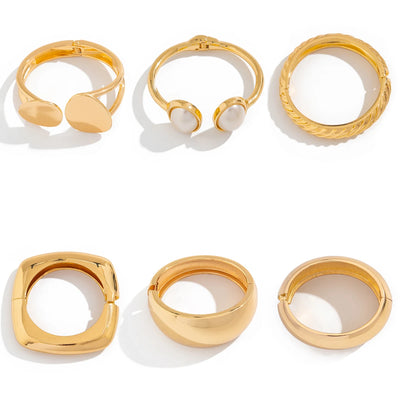 Salircon Exaggerated Punk Smooth Heavy Metal Bangle Bracelet for Women Trend Geometric Open Spring Bangle Party Jewelry Gift