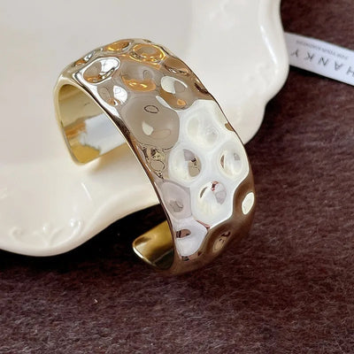Hip Hop Thick Water Drop Wide Open Bangles Punk Golden Cross Geometric Acrylic Cuff Bracelets Striped Chunky Jewelry F