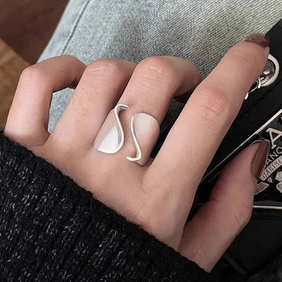 925 Sterling Silver Rings for Women Minimalist Elegant Couple Bands Simple Big Statement Ring Party Wedding Jewelry Gift Set