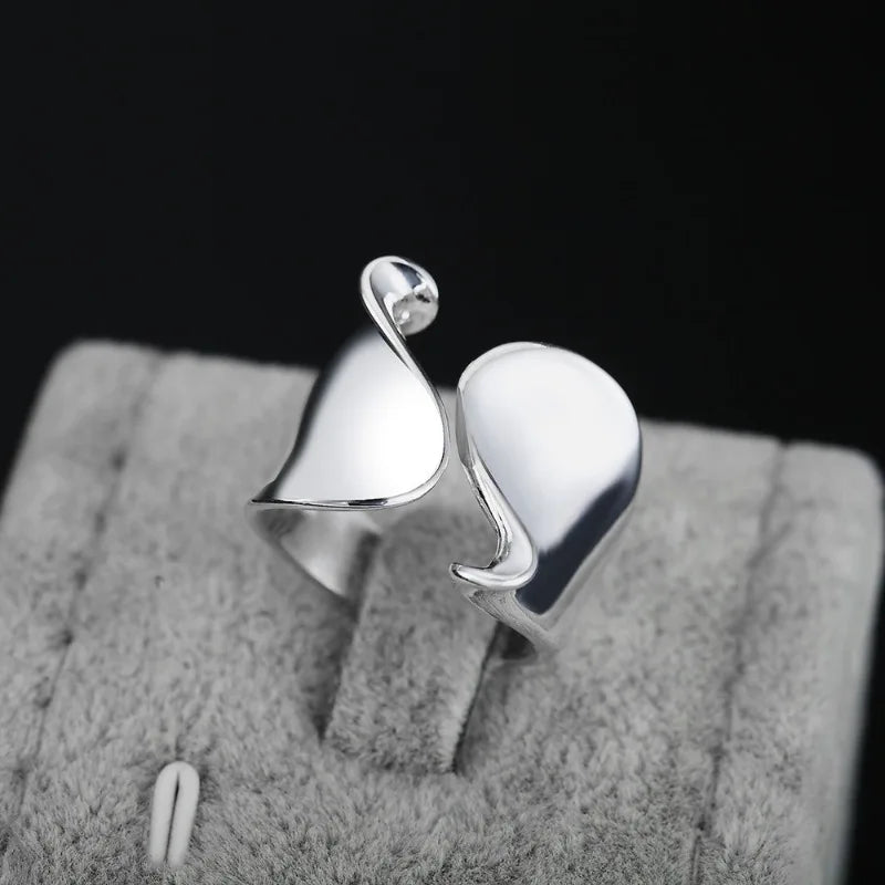 925 Sterling Silver Rings for Women Minimalist Elegant Couple Bands Simple Big Statement Ring Party Wedding Jewelry Gift Set
