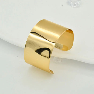 New Geometric Metal Wide Cuff Open Bangle Jewelry Accessories Fashion Personalized Design Metal Glossy Bracelets for Women