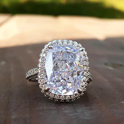 Fashion Female Rings 925 Sterling Silver Shining Big Square 4 Claw Inlaid Zircon Rings for Women  Banquet Wedding Jewelry Gift