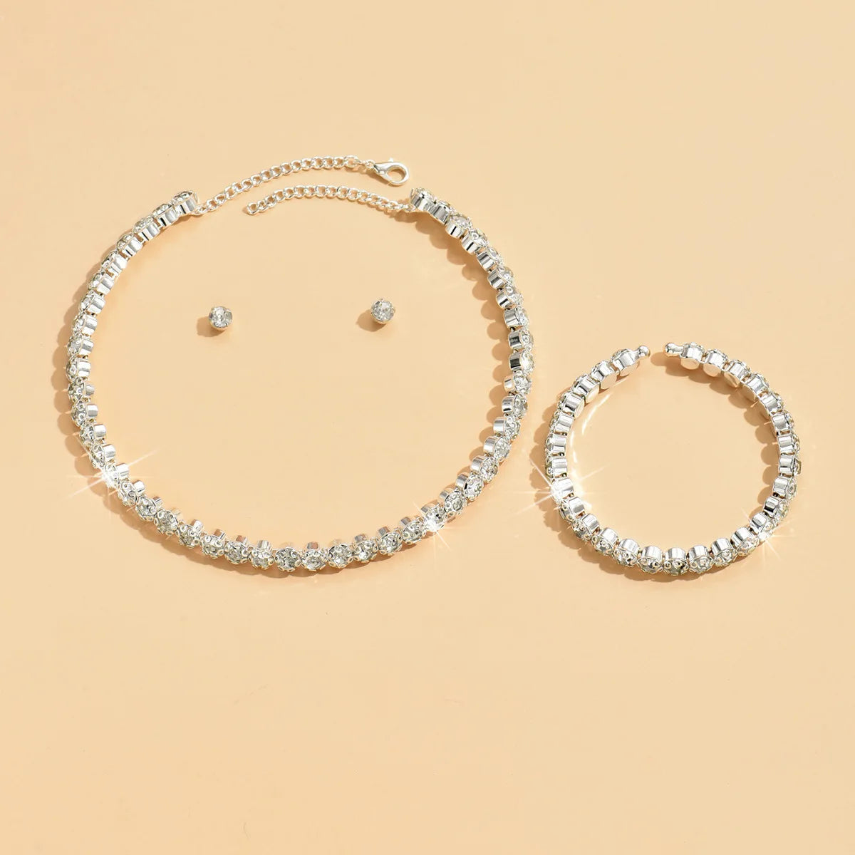 4 pieces of women's fashionable and minimalist necklaces with earrings, bracelets, jewelry sets, banquet and party accessories