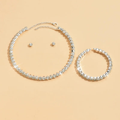 4 pieces of women's fashionable and minimalist necklaces with earrings, bracelets, jewelry sets, banquet and party accessories