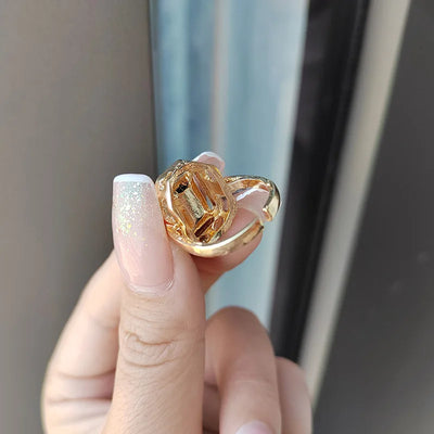 Luxury Ruby Emerald Ring For Women Adjustable Wide Face Men's Ring Jewelry Zircon Shiny Fine Jewelry Finger Accessories