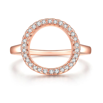 Rings For Women Summer Circle Personality Sweet Gift Rose White Gold Color All Size Fashion Jewelry R843 R844