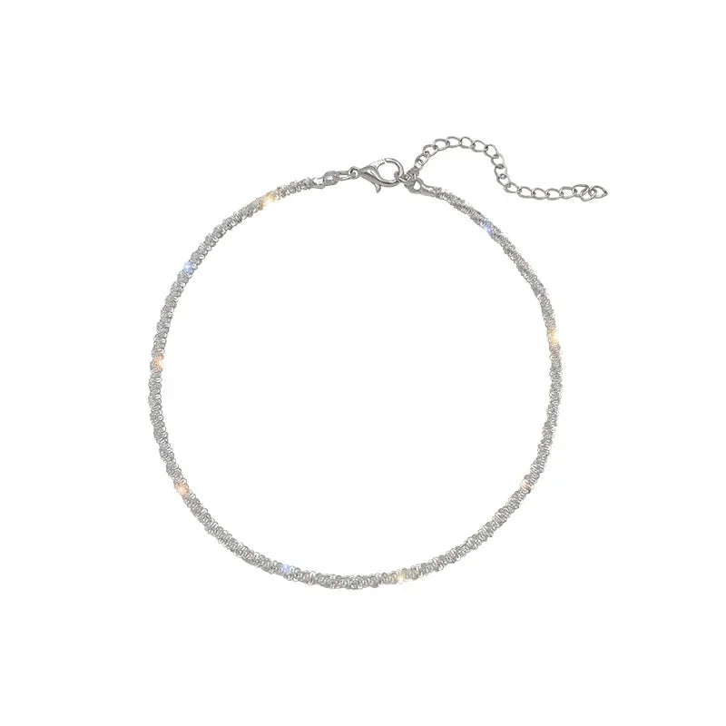 Exquisite Trendy Sparkle Star Silver Color Stainless Steel Anklet for Women Girls Classic Simple Korea Jewelry Accessories Gift