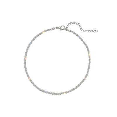 Exquisite Trendy Sparkle Star Silver Color Stainless Steel Anklet for Women Girls Classic Simple Korea Jewelry Accessories Gift