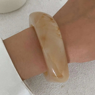 IngeSight.Z Vintage Irregular Resin Wide Bangle Bracelets Women Punk Geometric Wide Metal Bracelet Fashion Chunky Party Jewelry