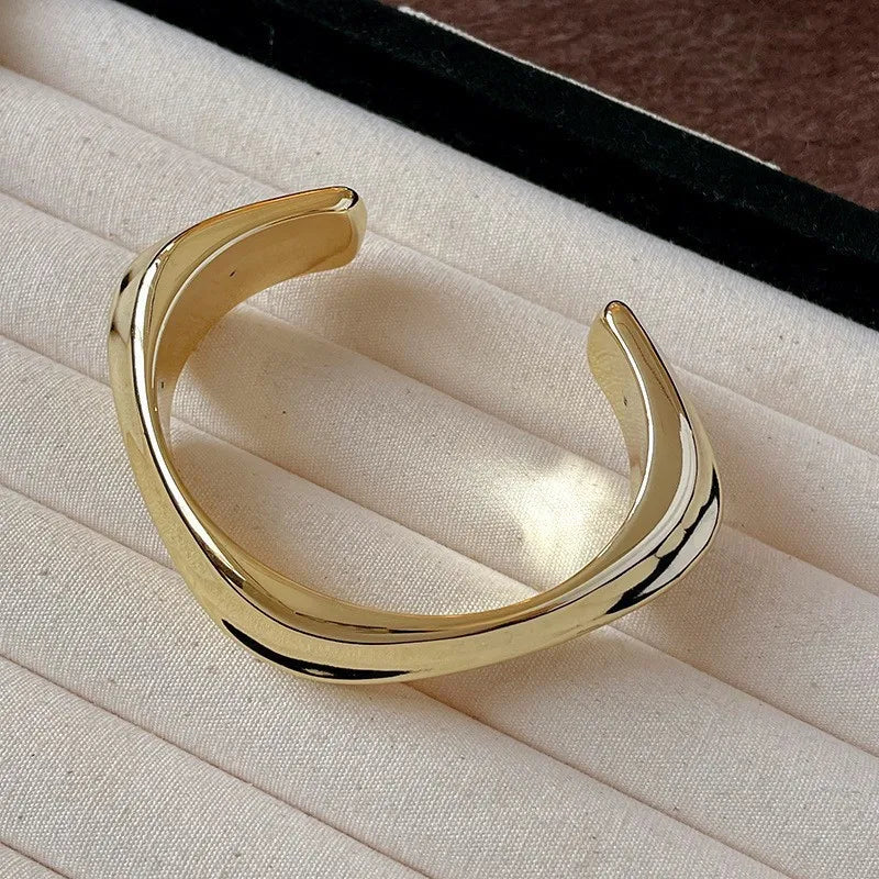 Hip Hop Thick Water Drop Wide Open Bangles Punk Golden Cross Geometric Acrylic Cuff Bracelets Striped Chunky Jewelry F