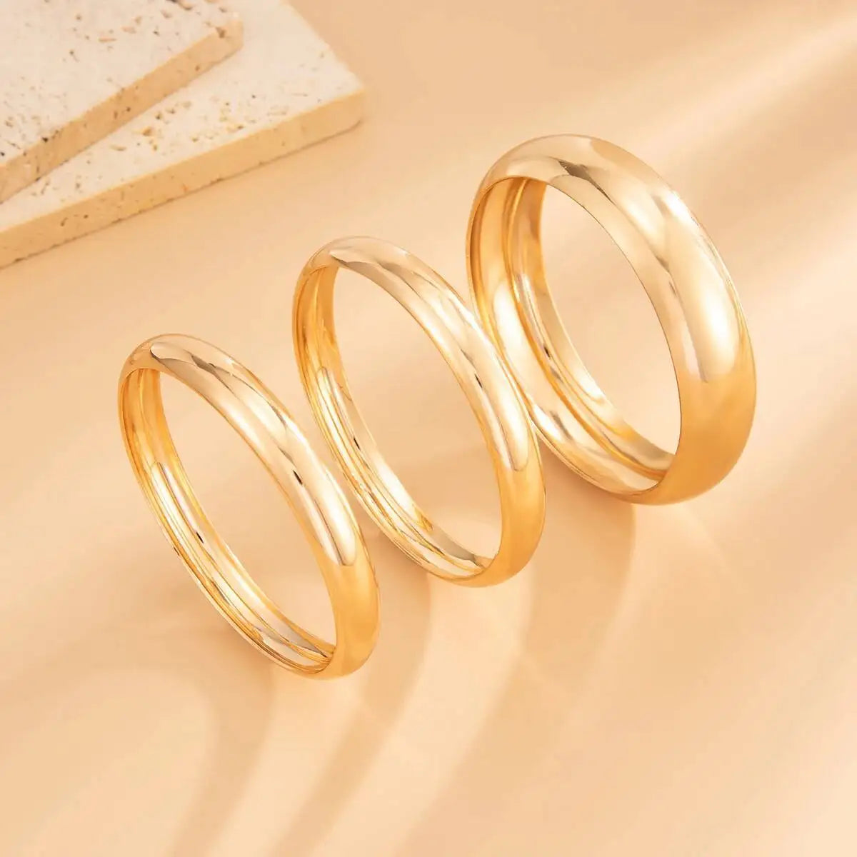 PuRui 3 Styles Retro Punk Gold Color Stack Metal Bangles Bracelets for Women Trend Simple Femme Charm Jewelry Accessories Gifts