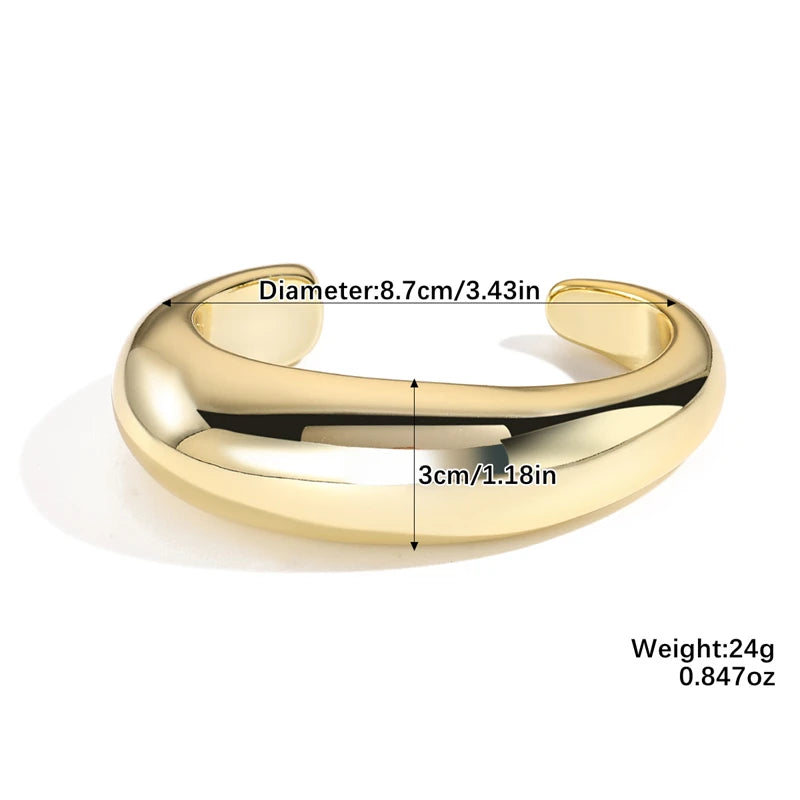 Exaggerated Geometric Wide Cuff Bangles for Women Men Punk Hip Hop Chunky Gold Silver Color Statement Bracelet Jewelry Gift