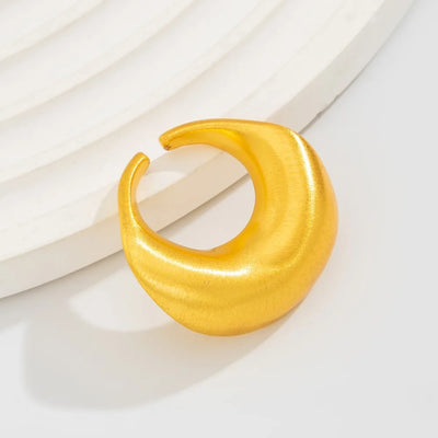 Trendy Personality Irregular Geometric Brushed Metal Arc-shaped Opening Rings for Women Designer Charm Jewelry Accessories Gifts