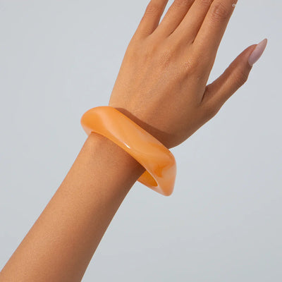Vintage Punk Beige Khaki Thick Resin Acrylic Smudging Bangles Geometric Irregular Bangle Bracelets For Women Men Jewelry