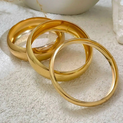 Ingemark 3Pcs/Set Hip Hop Glossy Metal Stacking Bangles for Women Punk Round Arm Bracelets Hand Jewelry Suitable for Daily Party