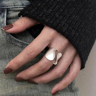 925 Sterling Silver Rings for Women Minimalist Elegant Couple Bands Simple Big Statement Ring Party Wedding Jewelry Gift Set