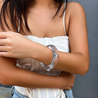 Vintage Acrylic Big Geometric irregular Bangles for Women Trendy Resin Wide Cuff Bangles Bracelets 2025 Fashion Jewelry
