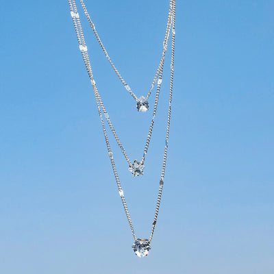 Trendy Zircon Pendant Necklace For Women Multilayer Chain Choker Fashion Female Party Shiny Jewelry Gift