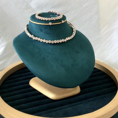 4 pieces of women's fashionable and minimalist necklaces with earrings, bracelets, jewelry sets, banquet and party accessories