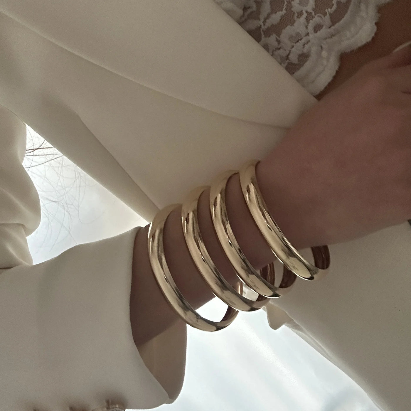 DIEZI One Set Simple Multilayer Bangle Bracelet Fashion Punk Gold Silver Color Geometric Bangles For Women Men Gift Jewelry