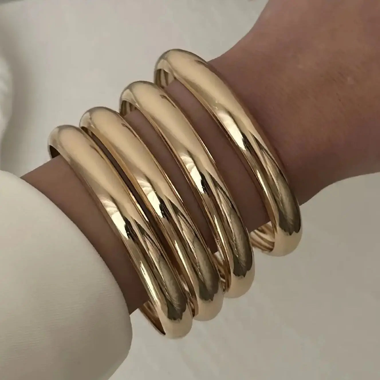 DIEZI One Set Simple Multilayer Bangle Bracelet Fashion Punk Gold Silver Color Geometric Bangles For Women Men Gift Jewelry
