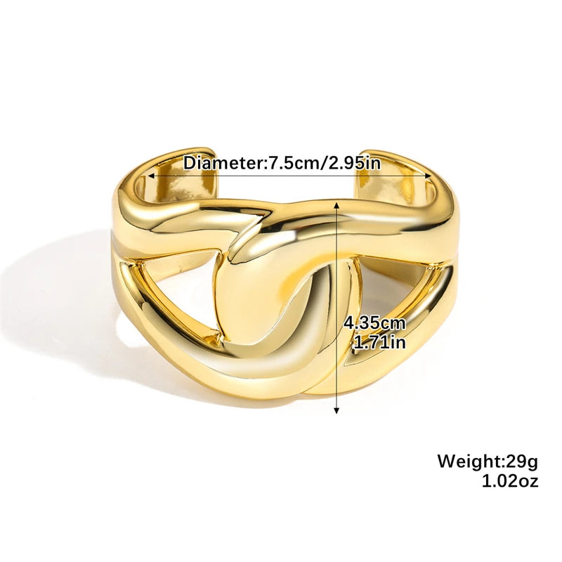 Exaggerated Geometric Wide Cuff Bangles for Women Men Punk Hip Hop Chunky Gold Silver Color Statement Bracelet Jewelry Gift