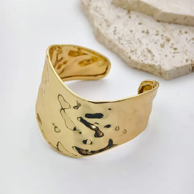New Geometric Metal Wide Cuff Open Bangle Jewelry Accessories Fashion Personalized Design Metal Glossy Bracelets for Women