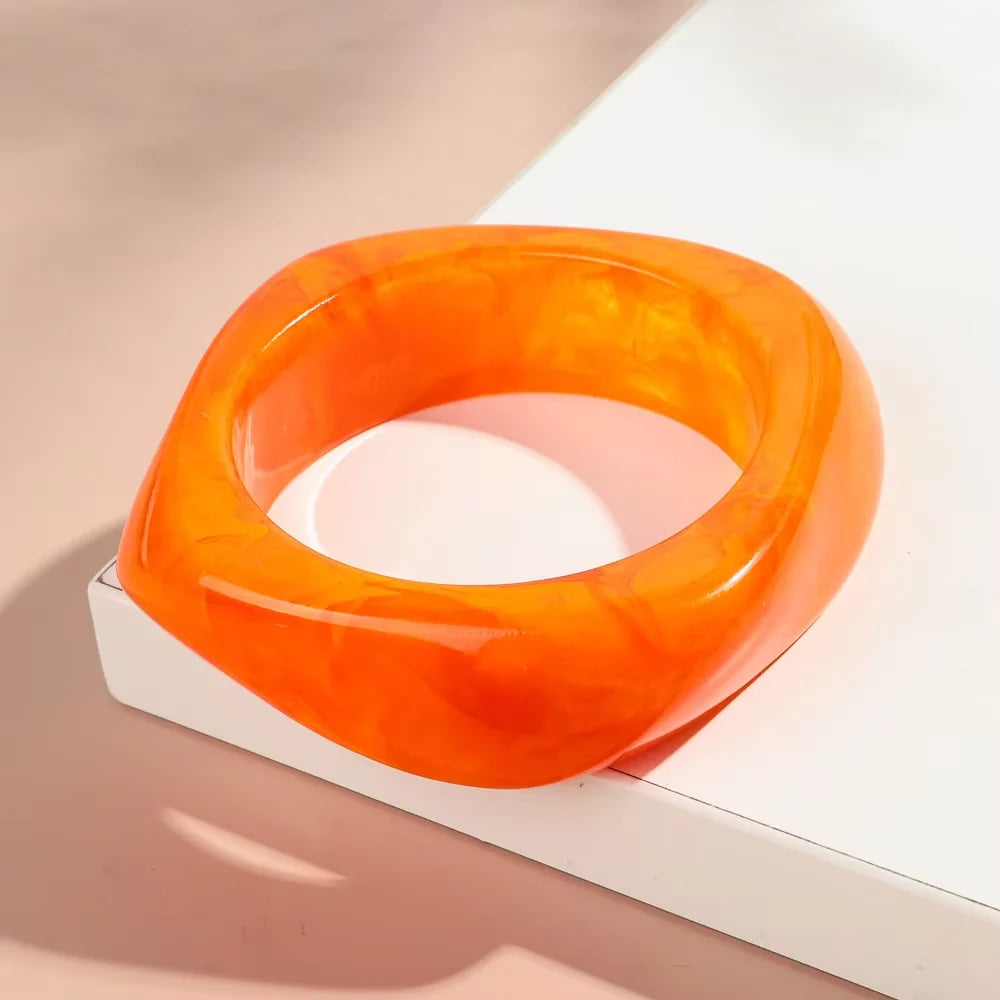 Vintage Acrylic Big Geometric irregular Bangles for Women Trendy Resin Wide Cuff Bangles Bracelets 2025 Fashion Jewelry
