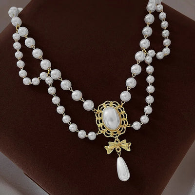 New Baroque Pearl Choker Necklace For Women Luxury Wedding Party Triple-layer Beaded Necklace Torques Ladies Trendy Jewelry Gift