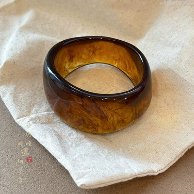 Vintage Punk Beige Khaki Thick Resin Acrylic Smudging Bangles Geometric Irregular Bangle Bracelets For Women Men Jewelry