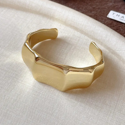 Hip Hop Thick Water Drop Wide Open Bangles Punk Golden Cross Geometric Acrylic Cuff Bracelets Striped Chunky Jewelry F