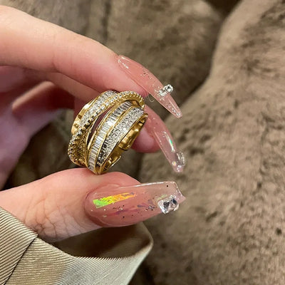 Irregular Pleated Ring for Women Men Open Adjustable Rings Wide Trendy Finger Rings Y2K Accessories Fashion Punk Jewelry