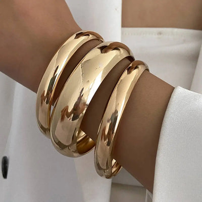 PuRui 3 Styles Retro Punk Gold Color Stack Metal Bangles Bracelets for Women Trend Simple Femme Charm Jewelry Accessories Gifts