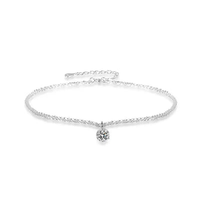 Exquisite Silver Color Zircon Anklet for Women Girls Sparkling Gypsophila Adjsutable Chain Beach Anklet Jewelry Gift 2024 New