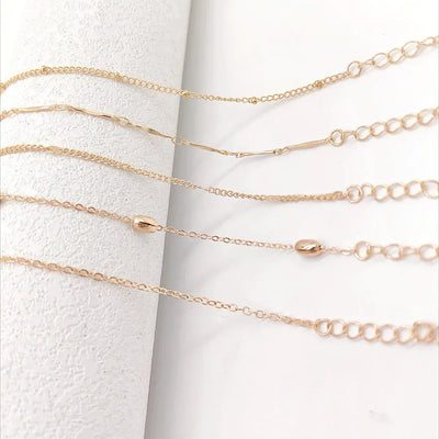 Shiny Anklets With Layers Leaves And Beaded Cuban Chains. A Set Of Summer Beach Anklets For Women Girls  Ankle Jewelry,