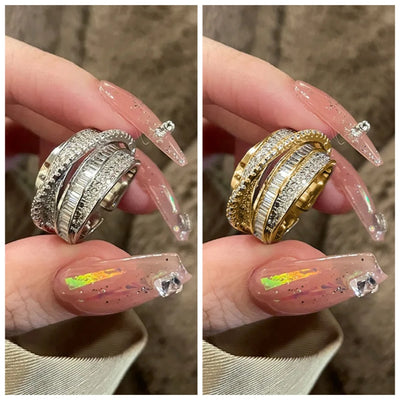 Irregular Pleated Ring for Women Men Open Adjustable Rings Wide Trendy Finger Rings Y2K Accessories Fashion Punk Jewelry