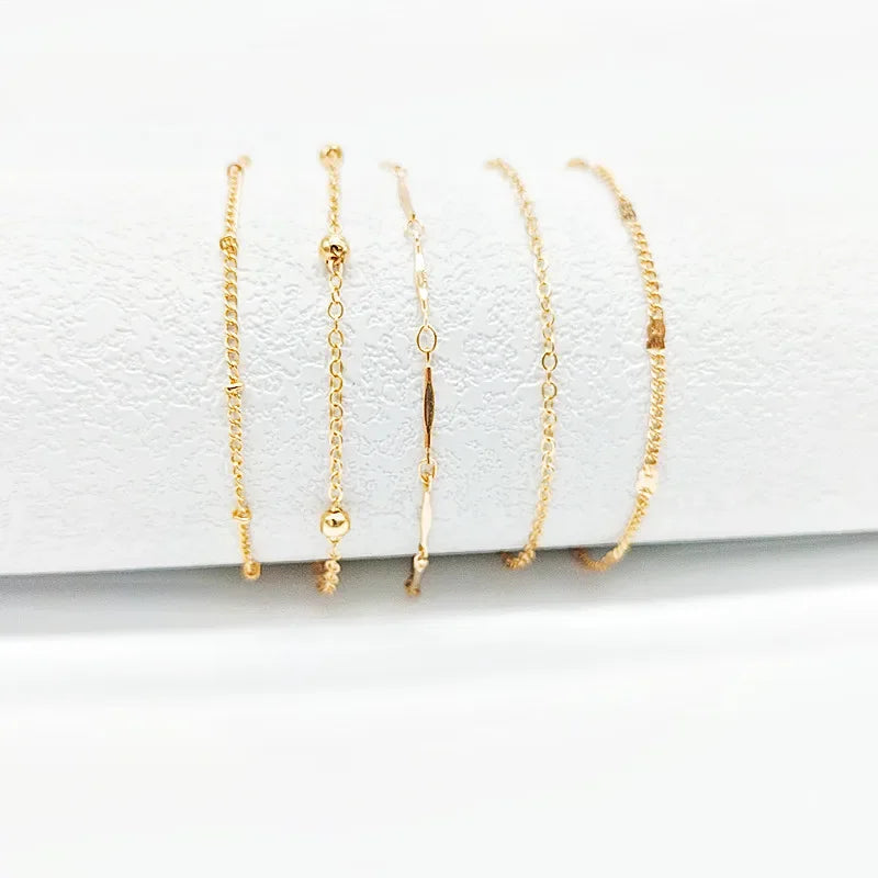 Shiny Anklets With Layers Leaves And Beaded Cuban Chains. A Set Of Summer Beach Anklets For Women Girls  Ankle Jewelry,