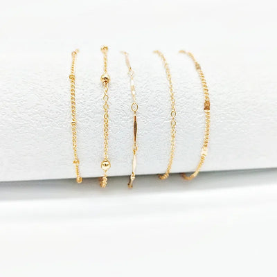 Shiny Anklets With Layers Leaves And Beaded Cuban Chains. A Set Of Summer Beach Anklets For Women Girls  Ankle Jewelry,